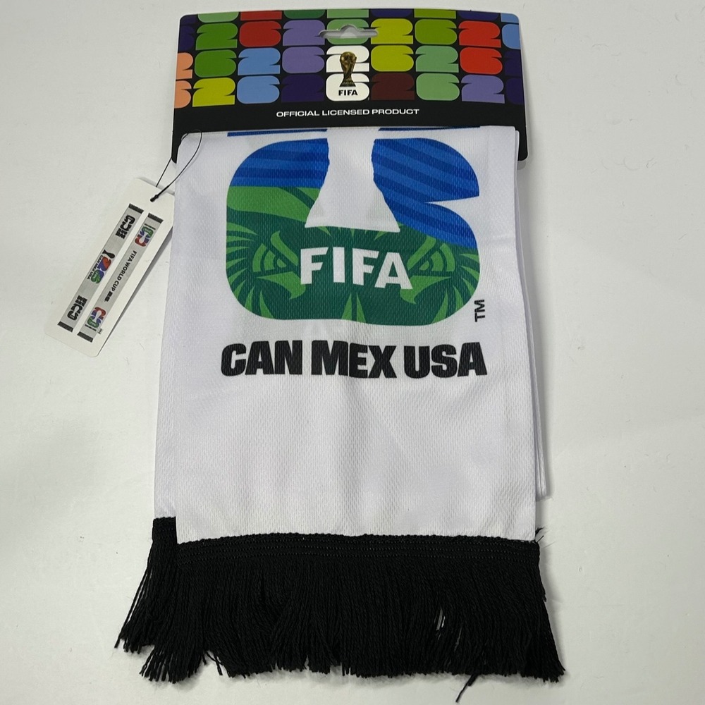 FIFA World Cup 26 Official Licensed Scarf CAN MEX USA White 7"x59" New